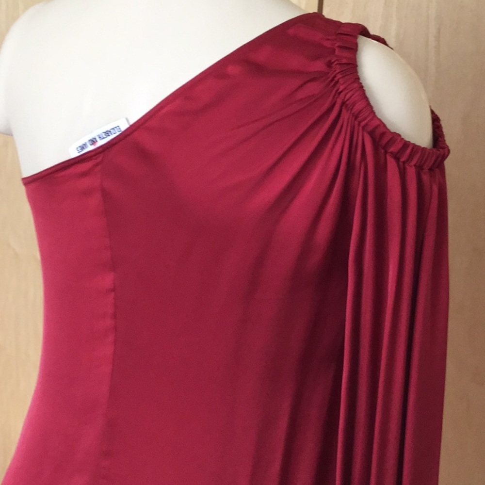 Denissa Asymmetric-Neck One-Sleeve Satin Blouse - Picture 6 of 8